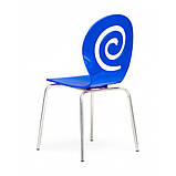 Стілець Лев фанера колір синій на хром ніжках, фото 2