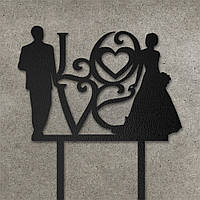 Топпер "Муж и жена Love" з ДВП ( 12 см) Черный Код/Артикул 80 Т0122ч