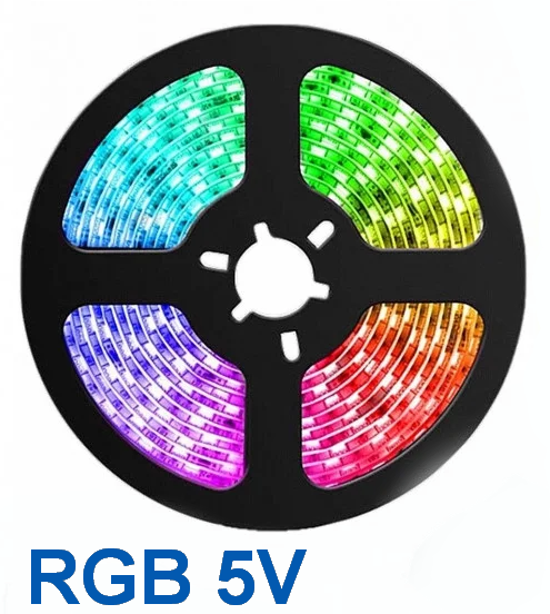 Світлодіодна стрічка 5 вольтів RGB 5050 60 LED/m, негерметична IP20