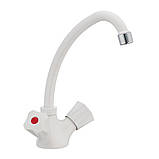 Змішувач для кухні БІЛИЙ пластиковий PLAMIX Omega-271 (без шлангов) (PM0020), фото 3