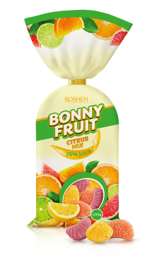 Цукерки желейні Bonny-fruit citrus mix Roshen 200г
