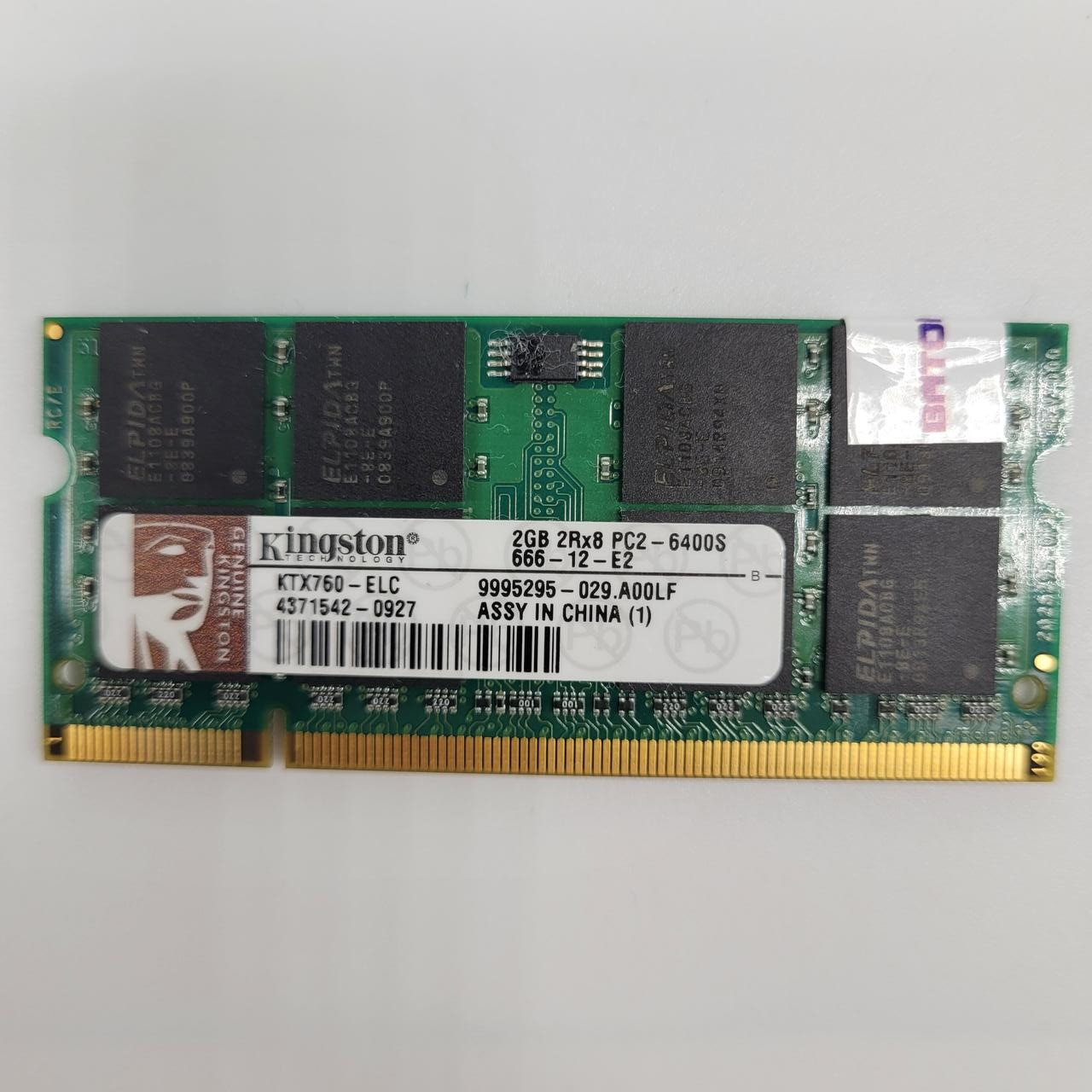 Оперативна пам'ять для ноутбука Kingston SODIMM DDR2 2Gb 800MHz 6400S 2R8 CL6 (KTX760-ELC) Б/В