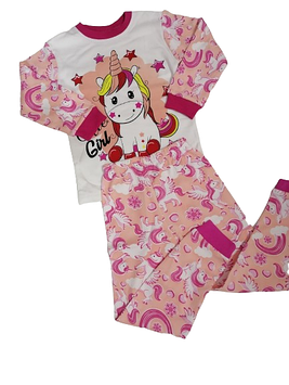 Піжама для дівчинки Єдиноріг Supermini на зріст 98,110 см Рожева з білим (1126)