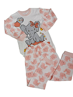 Пижама для девочки Слонёнок Supermini рост 98,104 см Персиковая с белым (1129)
