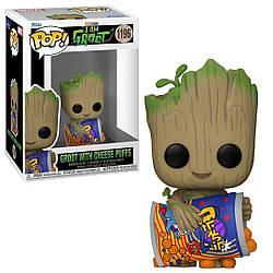 Грут фігурка фанко Я Грут, Грут з сирними шарами I Am Groot Groot with Cheese Puffs #1196 виниловая фігурка 10 см