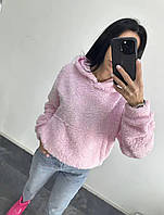 Женская демисезонная кофта-худи махровая с капюшоном и карманом кенгуру универсальный размер 42-46