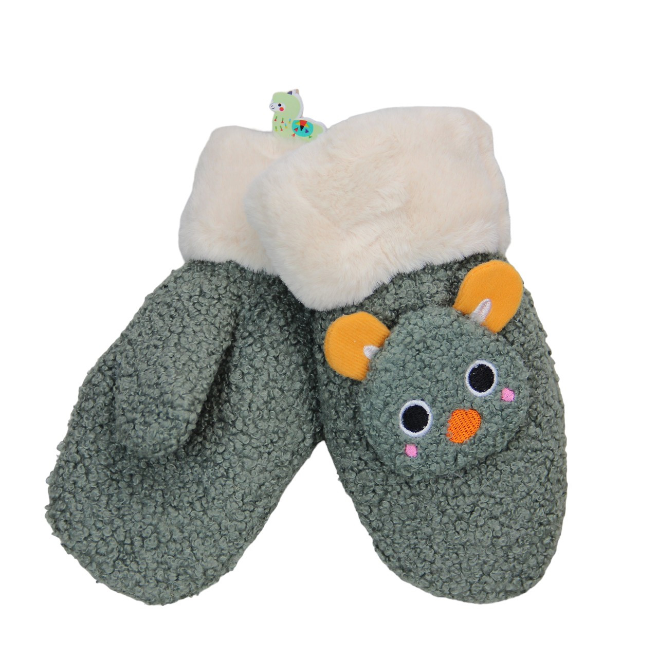 Рукавиці дитячі зима 4-6 років Мишки сіро зелені, фото 1