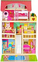 Будиночок ляльковий Funfit Kids 3044 ігровий дім XXL + меблі + ляльки + освітлення з ДК для ляльок R_2253