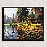 Картина за номерами Краєвид. Будинок у лісі 40*50 см Орігамі LW 31250, фото 4