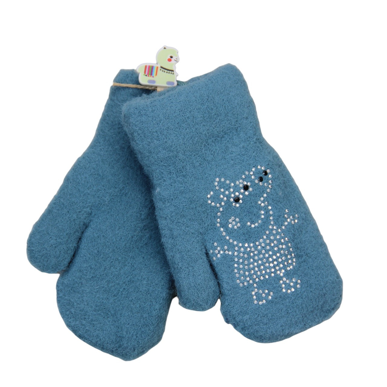 Рукавиці дитячі вовняні з хутром 3-5 років зима дівчинка блакитний, фото 1