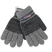 Рукавички дитячі вовняні подвійні 5-7 років осінь-зима двоколірні сірий