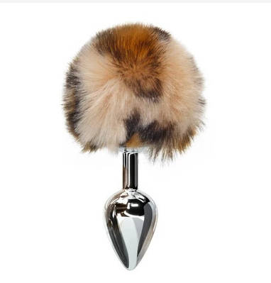 Анальна сталева пробка хвіст Flight of Fancy Alternative леопардовий принт світлий