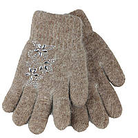 Рукавички для дівчинки вовняні 5-8 років осінь-зима подвійні бежевий