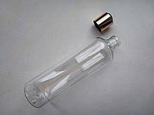 400 мл ПЕТ флакон Круглий прозорий з кришкою золотистий диск-топ 24 мм, пластиковий, пластмасовий пляшка, фото 4