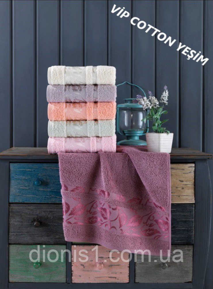 Лазневий рушник махровий Vip Cotton розмір 70х140, 6 шт. в пакованні, Туреччина, фото 1