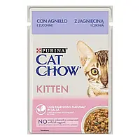 Влажный корм CAT CHOW Kitten для котят кусочки в соусе с ягнем и цуккини 85 г