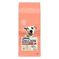 Сухой корм DOG CHOW Sensitive Adult 1+ для взрослых собак склонных к аллергии с лососем 14 кг