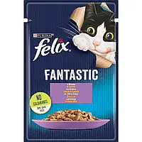 Влажный корм FELIX Fantastic для взрослых кошек кусочки в желе с ягненком 85 г