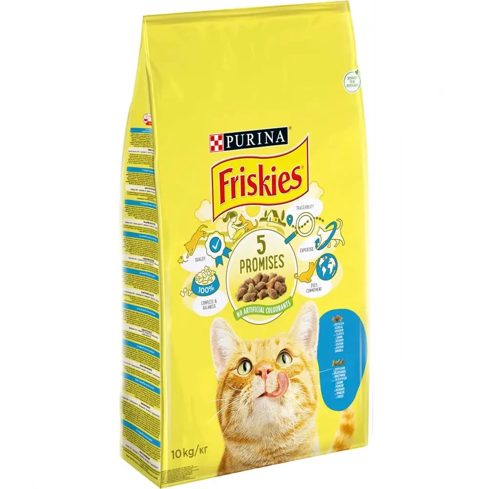 Сухий корм FRISKIES для дорослих котів з лососем та овочами 10 кг