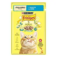 Вологий корм FRISKIES для дорослих котів шматочки у підливці з лососем 85 г