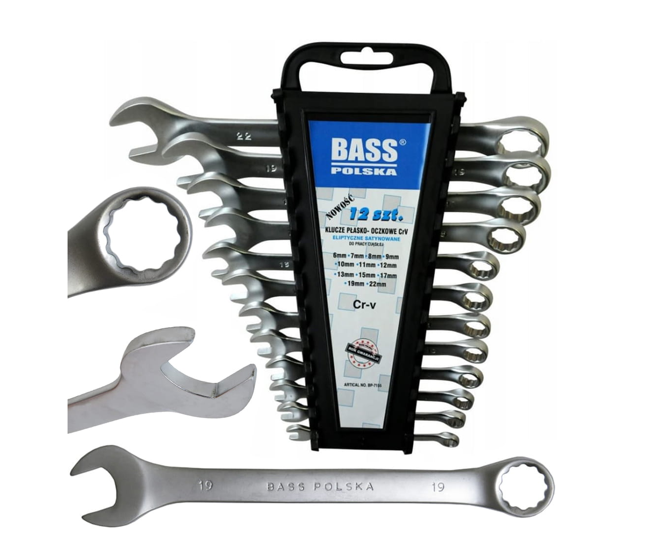 Набір ключів ріжково-накидних 6 - 22 мм, 12 шт. Bass Polska 7155