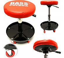 Стілець автослюсаря регульований , з інструментальною полицею Bass Polska 3086