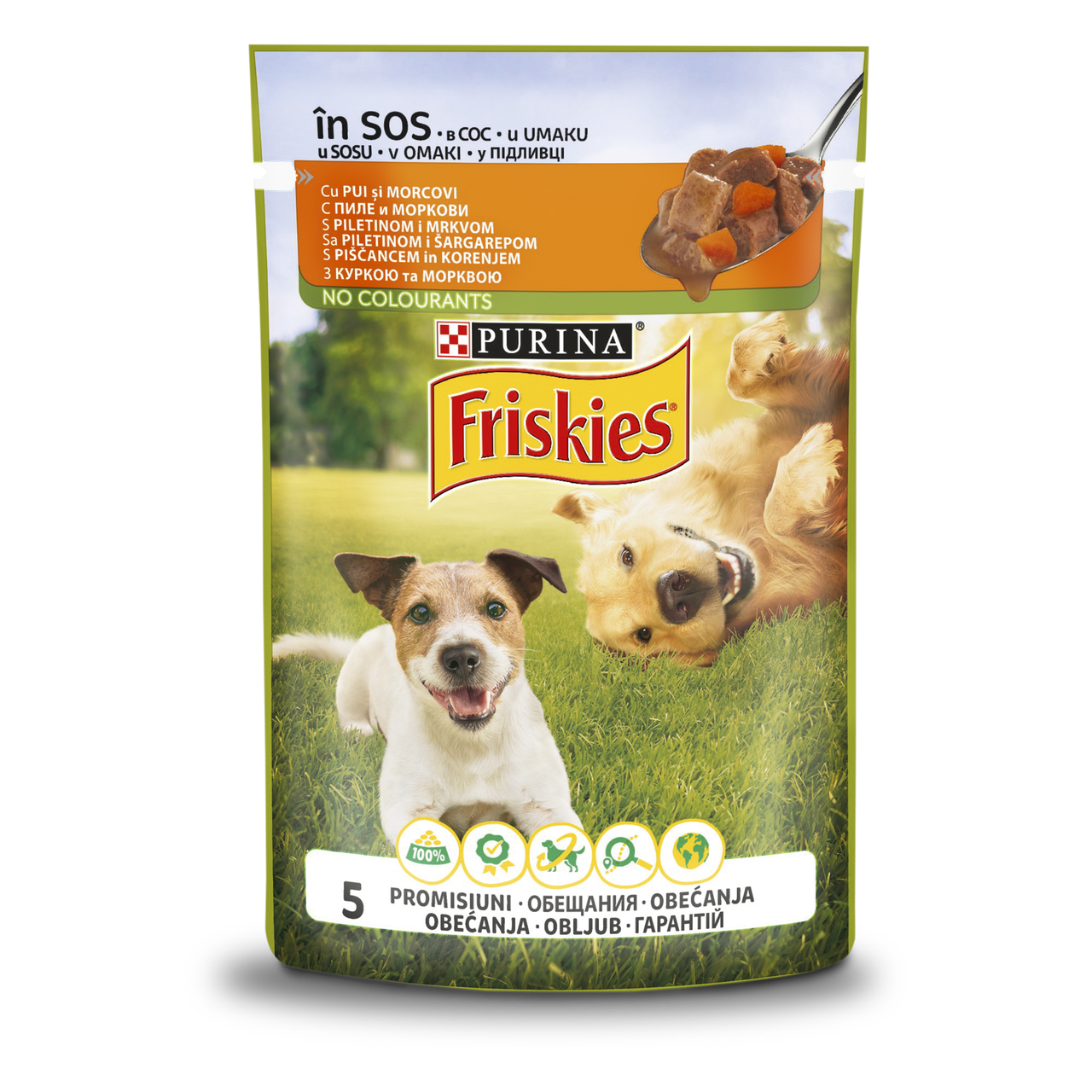 Вологий корм FRISKIES Adult для дорослих собак шматочки у підливці з куркою та морквою 100 г