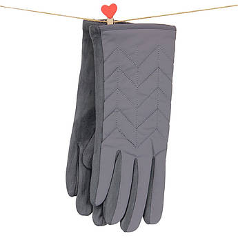 Рукавички жіночі сенсорні зі штучної замші з плащівкою зигзаг осінь-зима р M графітовий