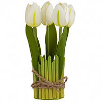 Декоративный букет тюльпанов, белый, 18 см