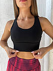 Топ батал спортивний жіночий для фітнесу Топ-бра з чашками для спорту тренувань чорний з відкритою спиною XL-3XL, фото 4