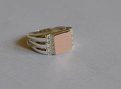 Срібна чоловіча печатка-перстень з золотими пластинами