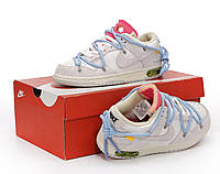 Мужские кроссовки Nike SB Dunk x Off White (белые с голубым и розовым) красивые кроссы сезон весна-лето Y14425