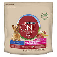 Сухой корм PURINA ONE Mini/Small для взрослых собак мелких пород с говядиной и рисом 1.5 кг