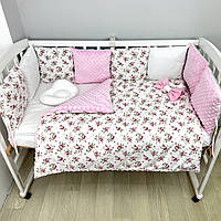Комплект постільної білизни на три сторони ліжечка 120х60 см 13 пр. - Троянди дрібні