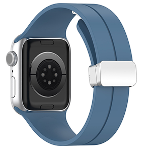 Ремінець DK для Apple Watch 41 mm (Series 7 / 8 / 9) | Silicone Sport Magnetic (017247) (azure blue / silver)