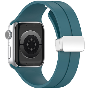 Ремінець DK для Apple Watch 41 mm (Series 7 / 8 / 9) | Silicone Sport Magnetic (017247) (ocean blue / silver)