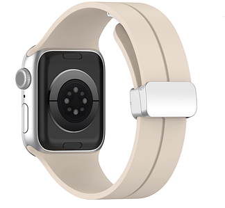 Ремінець DK для Apple Watch 41 mm (Series 7 / 8 / 9) | Silicone Sport Magnetic (017247) (ivory / silver)