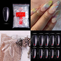 Прозрачные типсы для ногтей миндаль (10 штук) (накладные ногти)