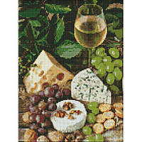 Алмазна мозаїка "Біле вино з сиром" Ідейка 30х40 см Adore