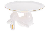 Блюдо керамическое сервировочное Bunny, 20см, цвет - белый с золотом (795-202)
