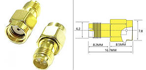Внутрішній отвір штекера RP SMA до внутрішнього штирю RP SMA. РЧ-коаксіальний адаптер прямий.