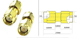 SMA тато на RP SMA тато з внутрішнім отвором, РЧ коаксіальний адаптер, прямій