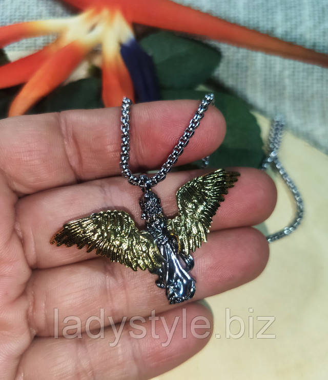 кулон с Ангелом-Хранителем на цепочке от студии LadyStyle.Biz серьги кольца купить фианиты подарок украшения юбилей новый год
