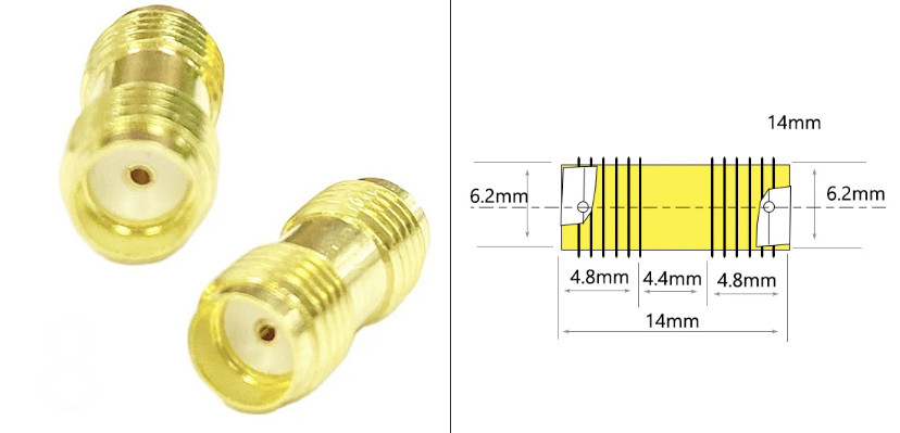 SMA мама до SMA мама,РЧ перехідник для коаксіального кабелю, прямої
