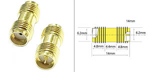 SMA мама до SMA мама, РЧ перехідник для коаксіального кабелю, прямої