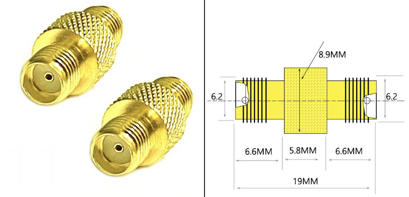 SMA мама до SMA мама РЧ коаксіальний адаптер прямий