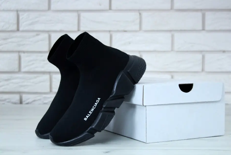 Кросівки-шкарпетки Balenciaga speed trainer Баленсіага снікерси чорні високі текстильні жіночі чоловічі