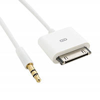 Кабель AUX 3.5mm to Apple 30-pin, 1.5m, 30 AWG, Stereo, Gold, PVC