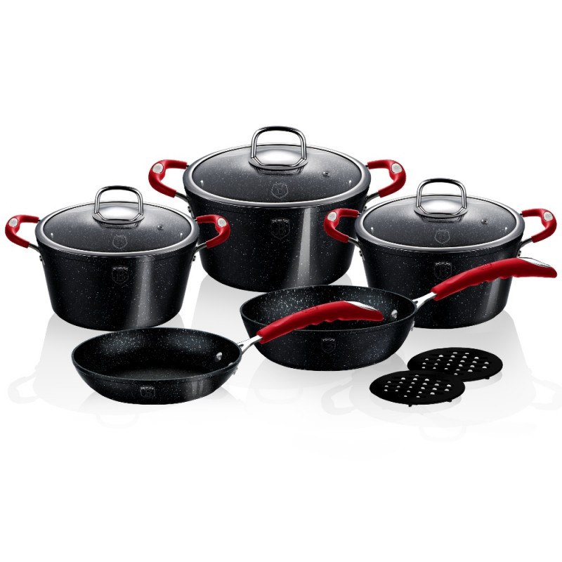 Набір посуду Berlinger Haus (BH 1166N ) - Stone Touch Line BLACK 10 пр
