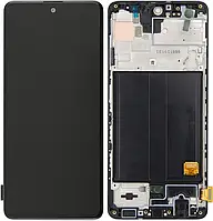 Модуль (сенсор и дисплей) Samsung A51 2020 / A515 черный с рамкой OLED полноразмерный экран